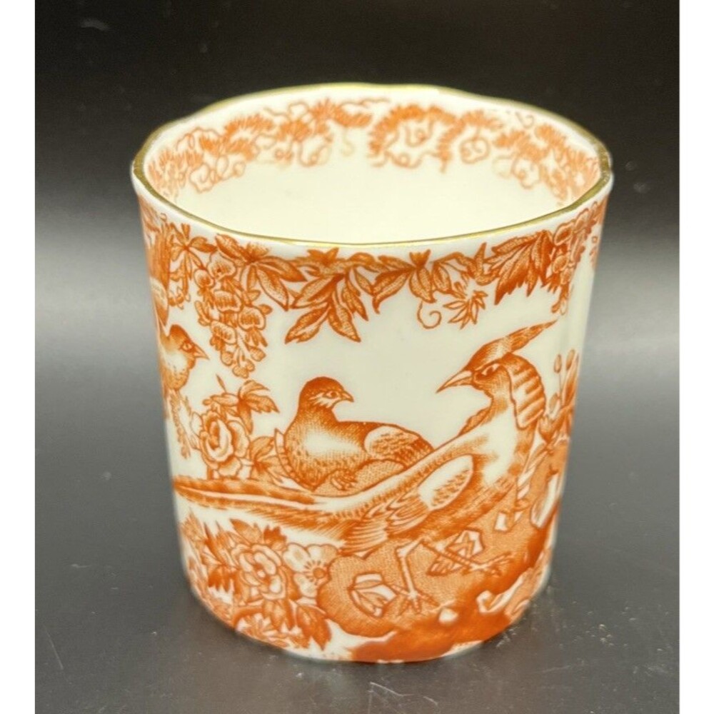 Rare VNTG Royal Crown Derby "Red Aves" Chinoiserie Small Gilded Cup 2.5 x 2.5’